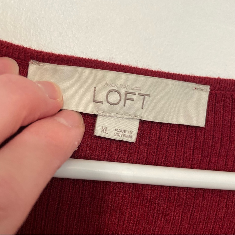 Ann Taylor Loft Solid Wine Red Lightweight Rayon … - image 5